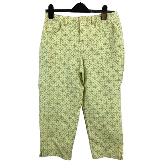 Talbots Womens Yellow Crop Pants 8 Spring Floral Stretch Pockets Preppy - Picture 1 of 9